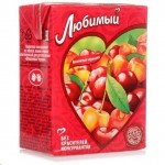 Напиток сокосодержащий, Любимый 0.2 л Вишневая черешня из яблок вишни и черешни осветленный для детского питания старше 3 лет тетрапак
