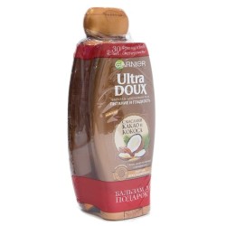 Набор Garnier Ультра Дукс Питание и гладкость какао и кокос для сухих непослушных волос шампунь + бальзам в подарок 400 мл + 200 мл