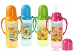 Бутылочка для кормления, Бусинка 250 мл арт. 1912 с ручками цветная