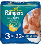 Подгузники, Pampers (Памперс) 5-9 кг №22 актив беби драй миди