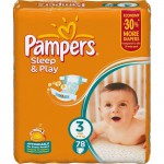 Подгузники, Pampers (Памперс) 4-9 кг р. 3 78 шт слип энд плей миди ромашка